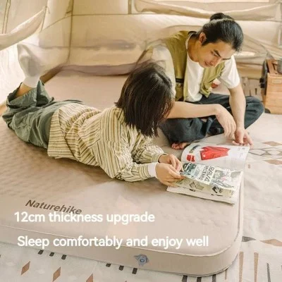 Naturehike Yugu C12 Comfort Automatic Inflatable Cushion With Inner Inflatable Pump - Beige Double (200*132*12)